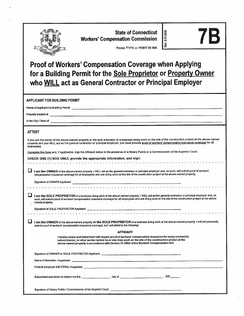 First page of the Workers’ Compensation Coverage Proof