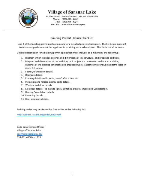 First page of the Building Permit Application