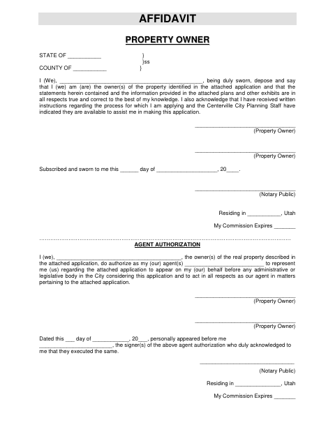 First page of the Property Owner Affidavit and Agent Authorization