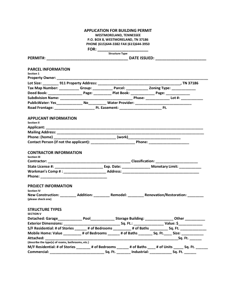 First page of the Application for Building Permit