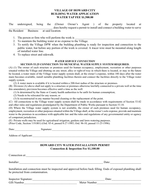 First page of the Building Water Application