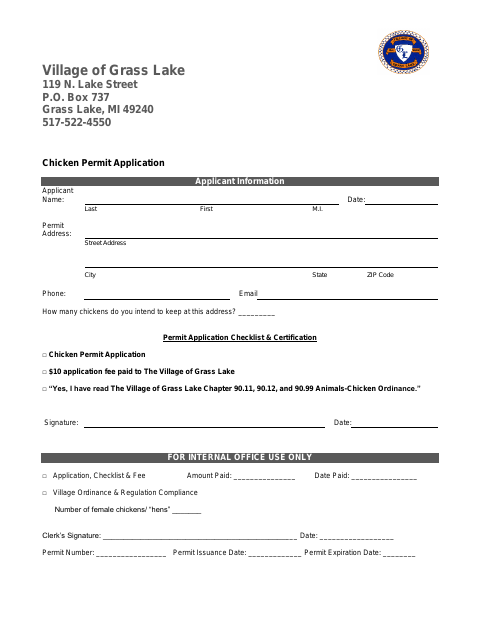 First page of the Chicken Permit Application