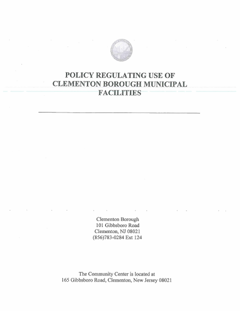 First page of the Community Center Rental Application