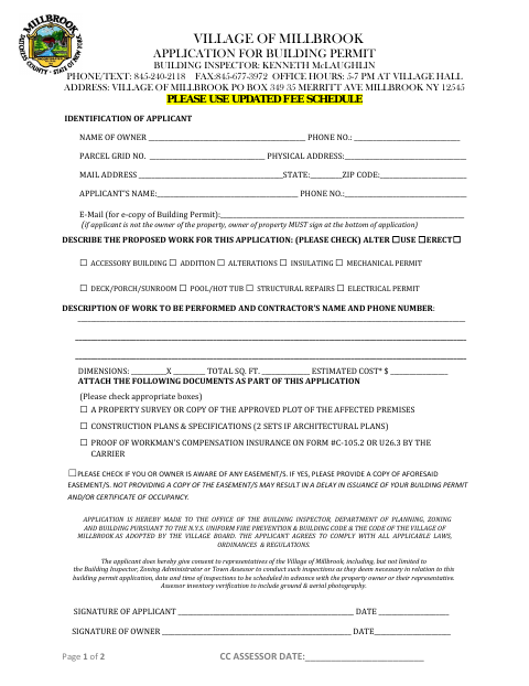 First page of the Building Permit Application