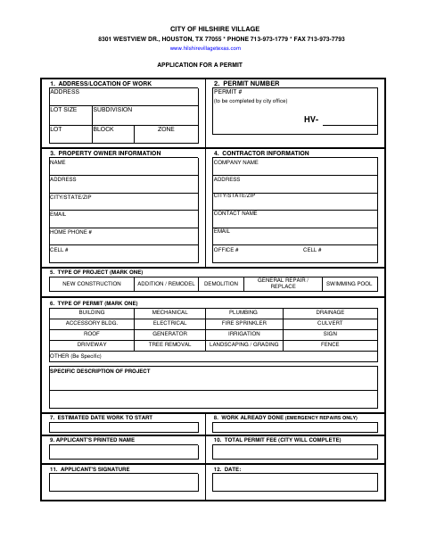 First page of the Application for a Permit