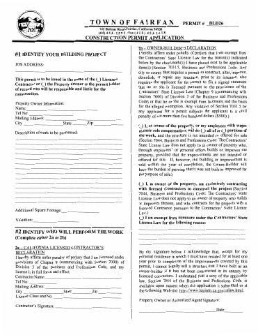 First page of the Construction Permit Application