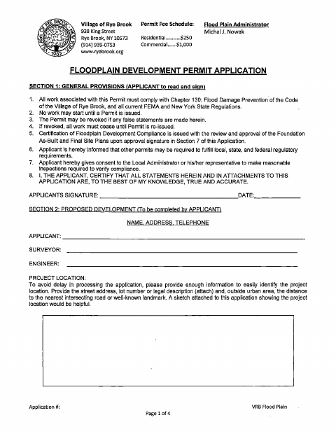 First page of the Floodplain Development Permit Application