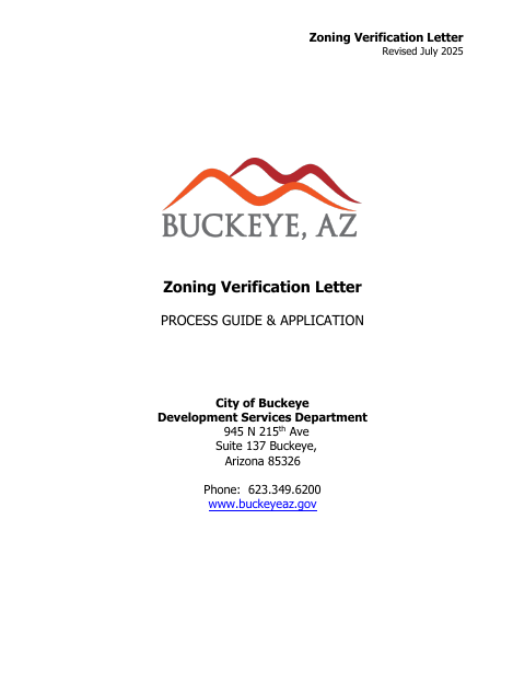 First page of the Zoning Verification Letter Process Guide & Application