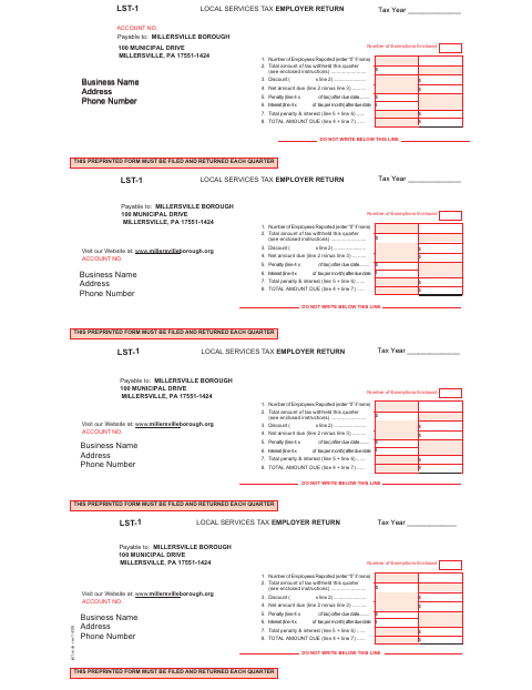 First page of the Local Services Tax Employer Return