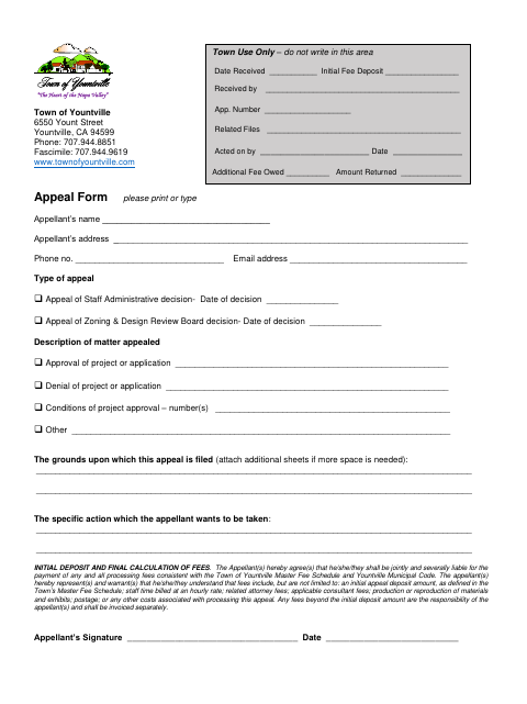First page of the Appeal Form