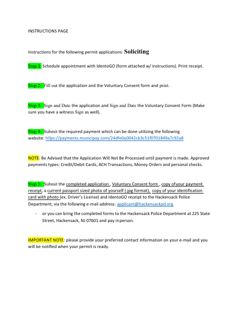 First page of the Soliciting Application