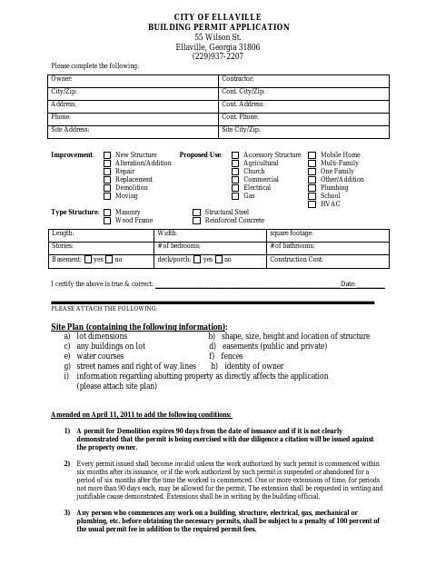 First page of the Building Permit Application
