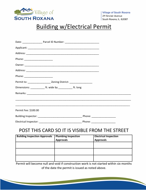 First page of the Building With Electrical Permit