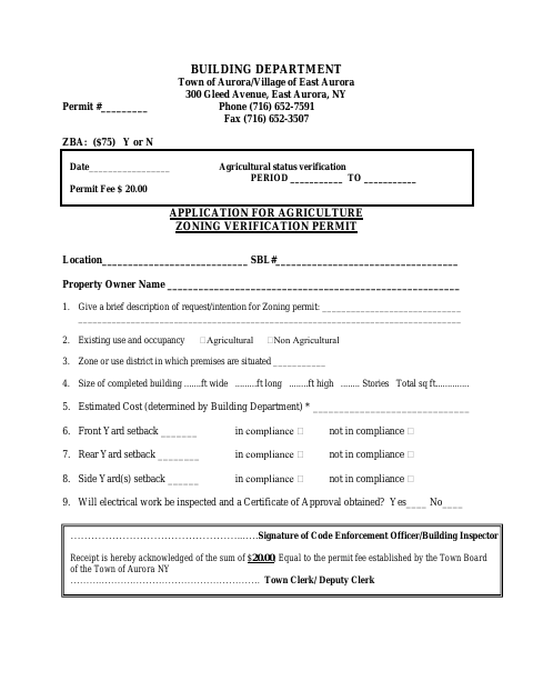 First page of the Application for Agriculture Zoning Verification Permit