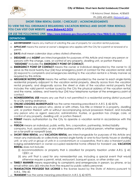First page of the Short-Term Rental Registration Application