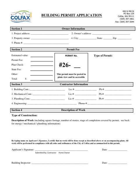 First page of the Building Permit Application