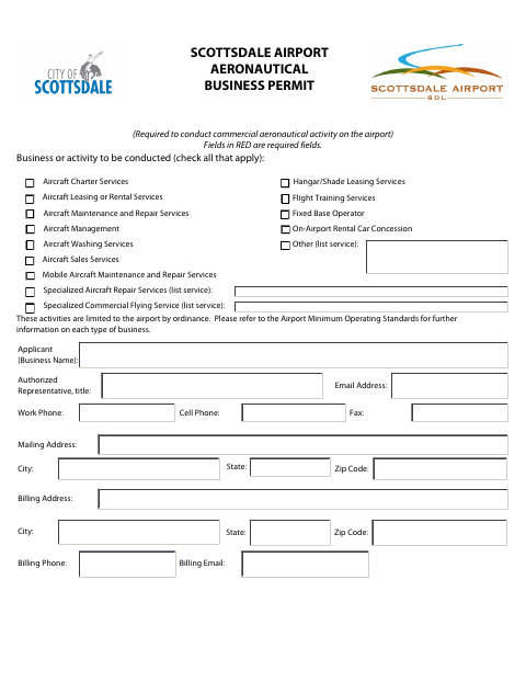 First page of the Aeronautical Business Permit