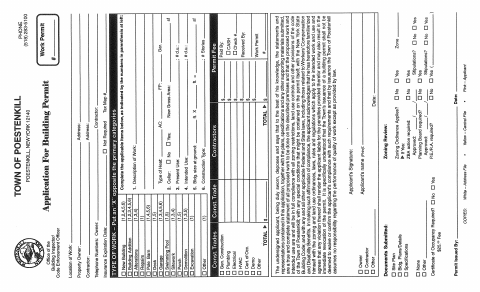 First page of the Building Permit Application