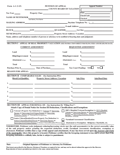 First page of the Petition of Appeal
