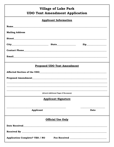 First page of the UDO Text Amendment Application