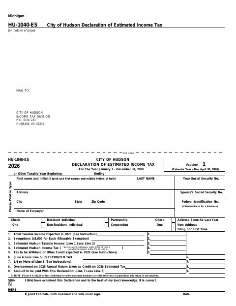 First page of the Declaration of Estimated Income Tax