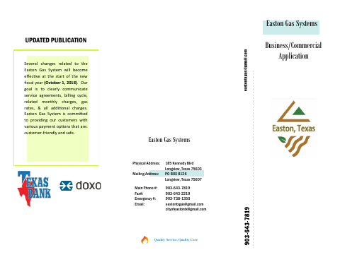 First page of the Business/Commercial Application