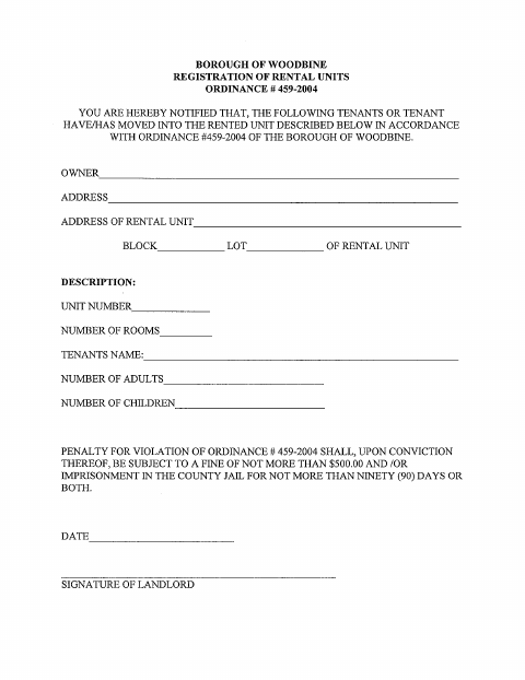 First page of the Rental Housing Application