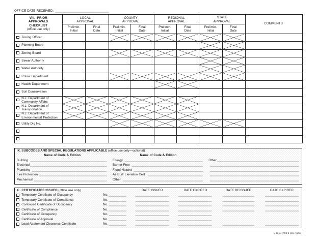 First page of the Construction Permit Application