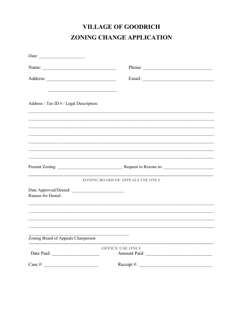First page of the Zoning Change Application