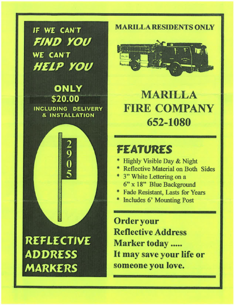 First page of the Reflective Address Marker Order Form