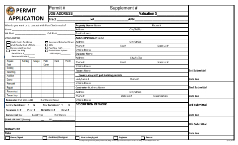 First page of the Building Permit Application