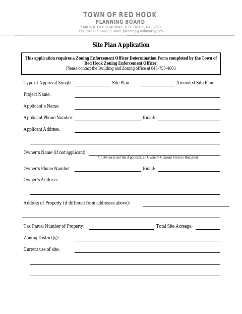 First page of the Site Plan Application