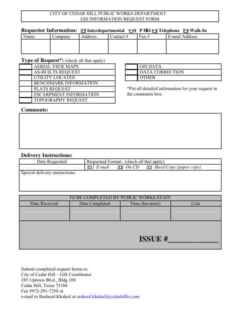 First page of the GIS Information Request Form