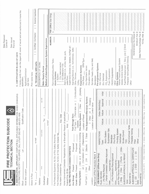 First page of the Fire Protection Technical Sheet