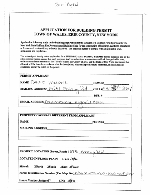 First page of the Building Permit Application