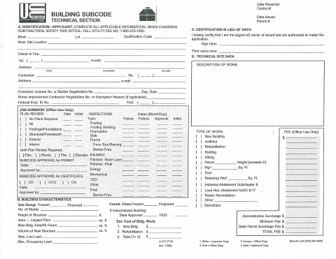 First page of the Building Subcode Technical Section