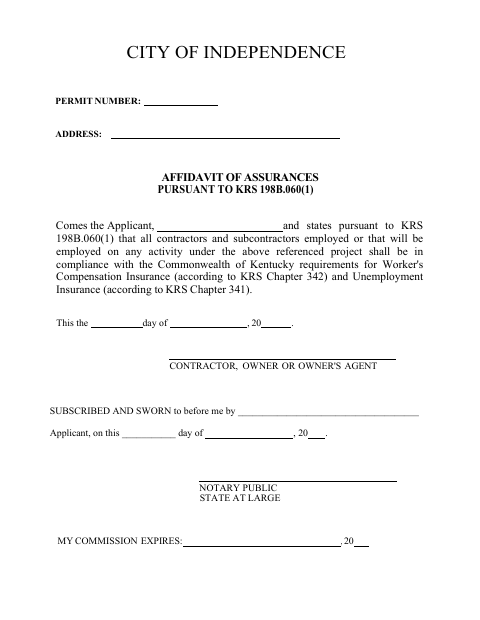 First page of the Affidavit of Assurances