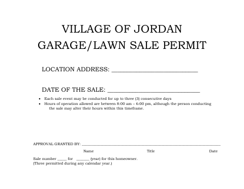 First page of the Garage and Lawn Sale Application