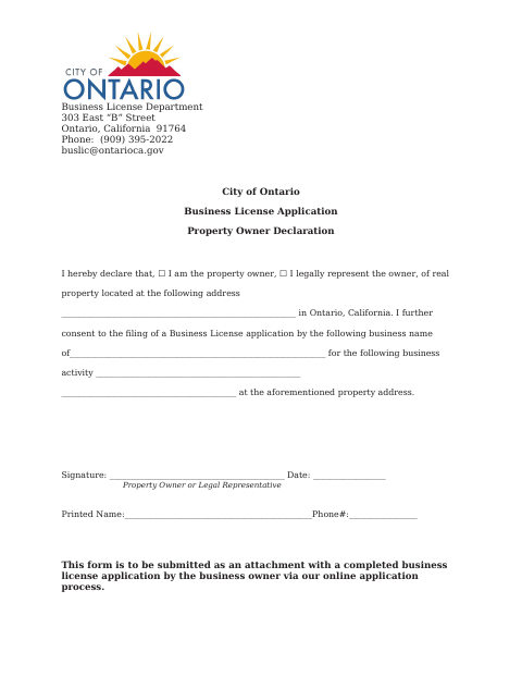 First page of the Property Owner Declaration