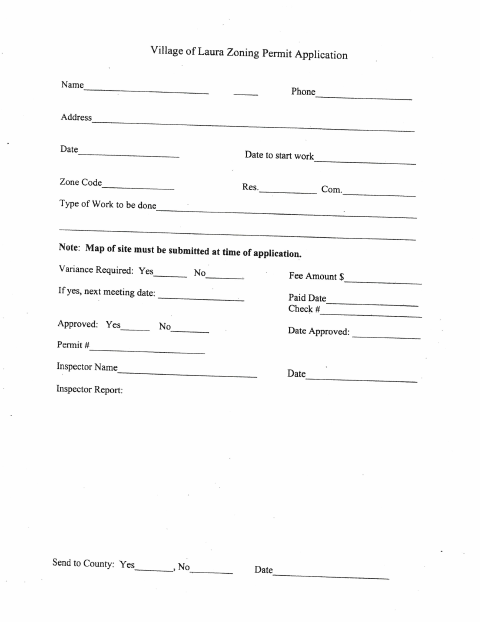 First page of the Zoning Permit Application