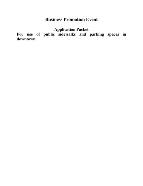 First page of the Downtown Business Promotion Event Permit Application