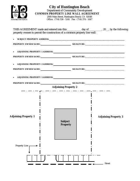First page of the Common Property Line Wall Agreement