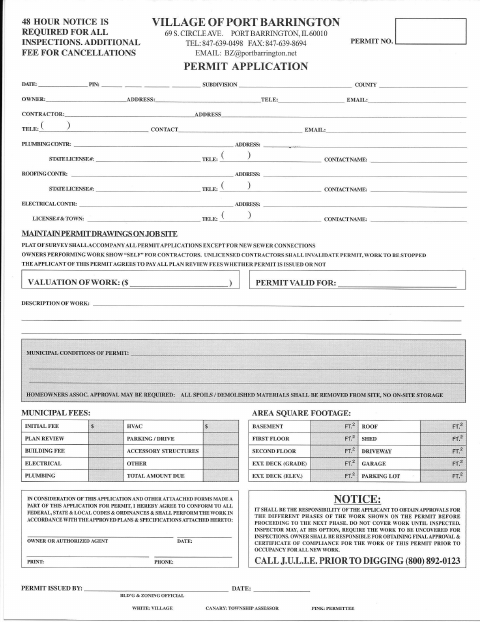 First page of the Building Permit Application