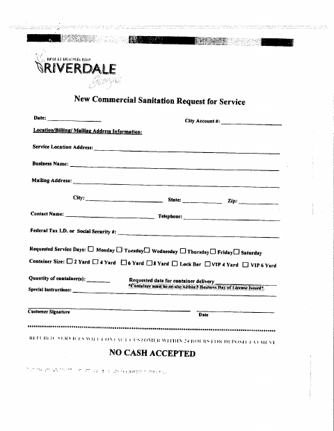 First page of the Sanitation Application