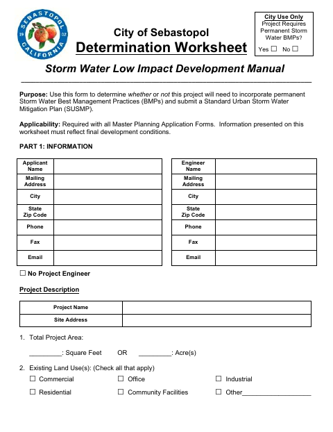 First page of the Determination Worksheet