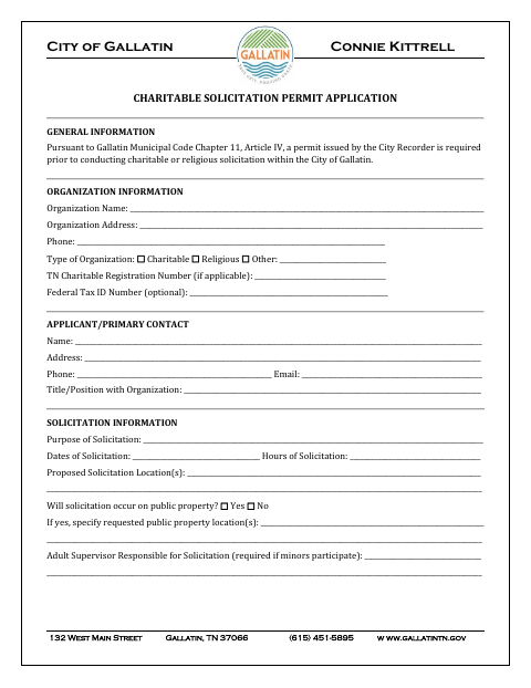 First page of the Charitable Solicitation Permit Application