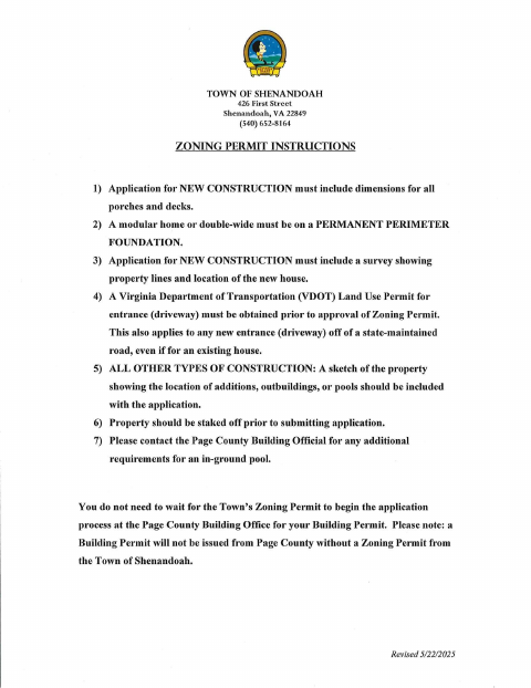 First page of the Zoning Permit