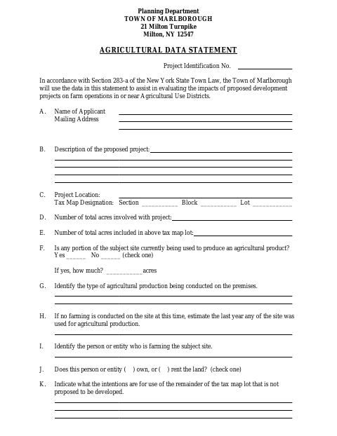 First page of the Agricultural Data Statement