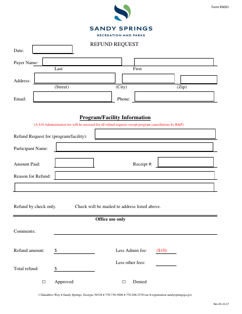 First page of the Refund Request