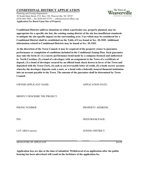 First page of the Conditional District Application